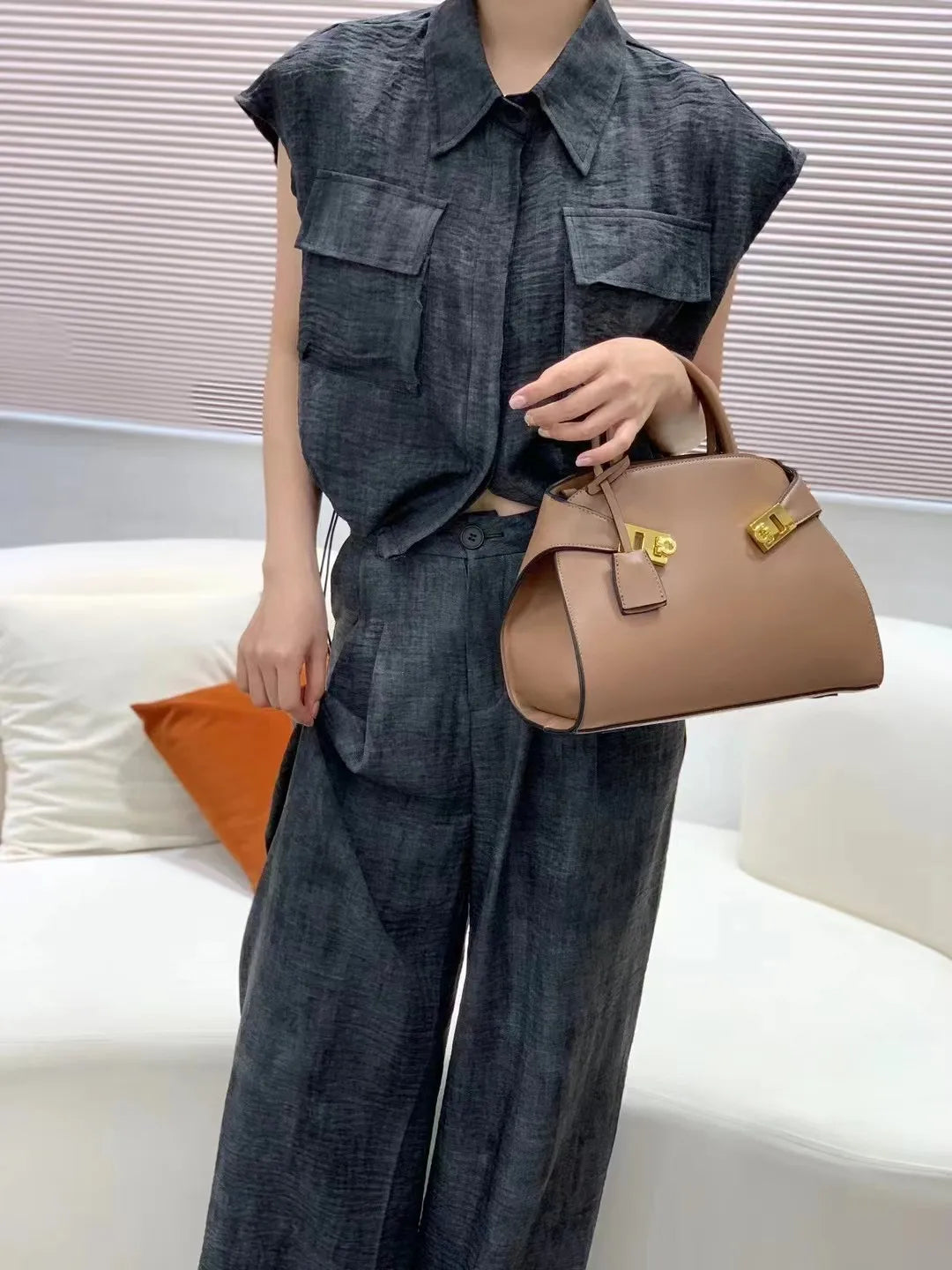 Muschel-Umhängetasche – Elegante Tasche aus PU-Leder