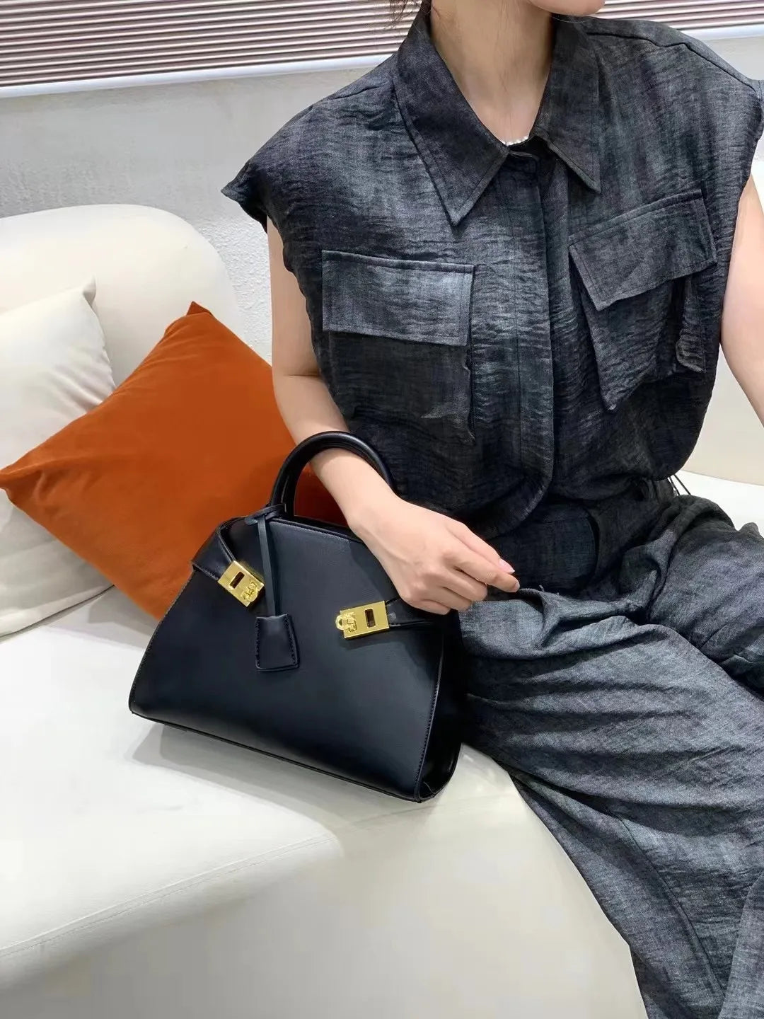 Muschel-Umhängetasche – Elegante Tasche aus PU-Leder
